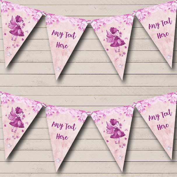 Fairy Watercolour Pink Personalised Childrens Party Bunting