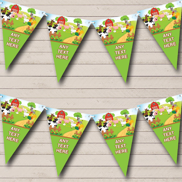 Farmyard Farm Animals Barn Personalised Childrens Party Bunting