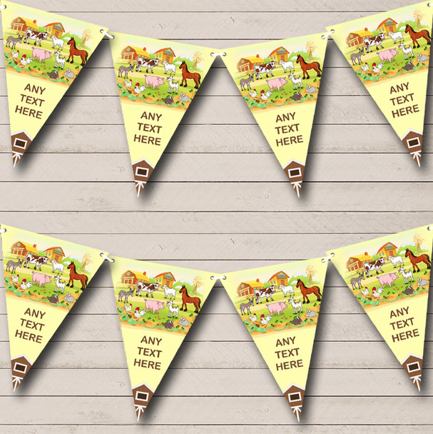 Farmyard Farm Animals Barn Yellow Personalised Childrens Party Bunting