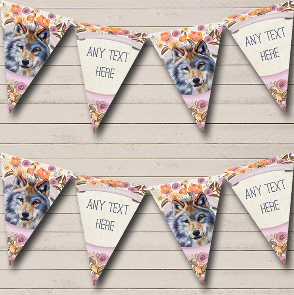 Floral Wolf Personalised Baby Shower Bunting