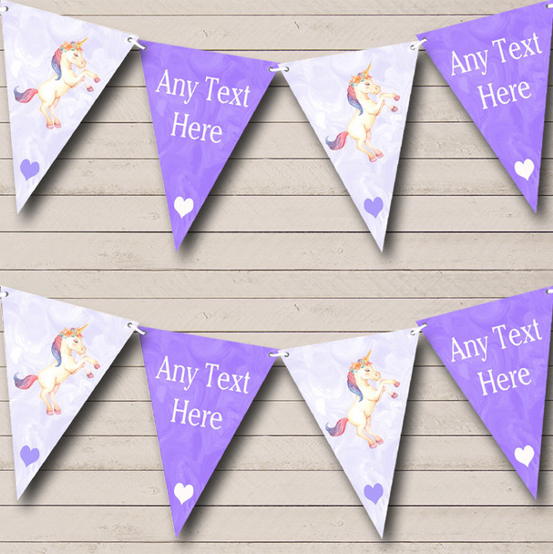 Marble Purple Unicorn Personalised Baby Shower Bunting