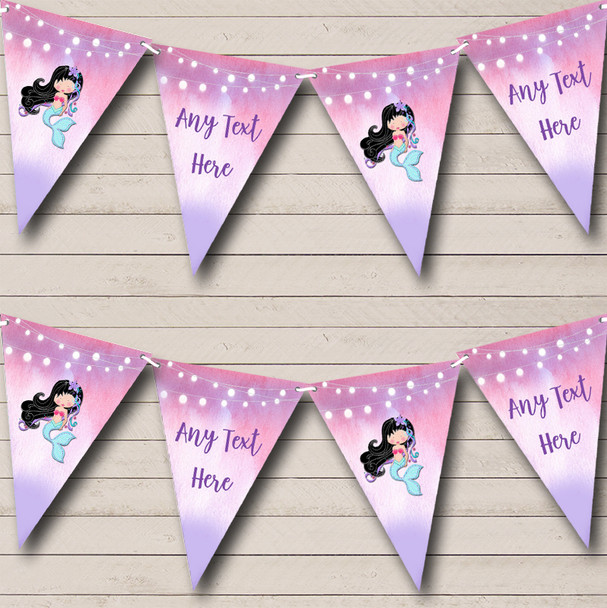 Mermaid Pink Purple Personalised Childrens Party Bunting