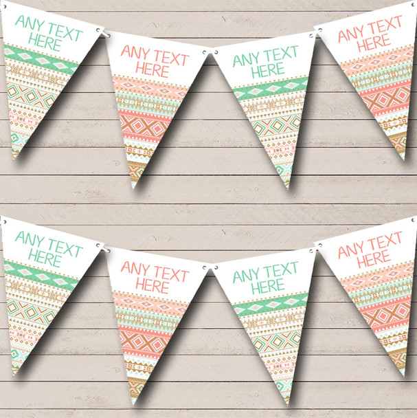 Mint Green Coral Navajo Personalised Childrens Party Bunting