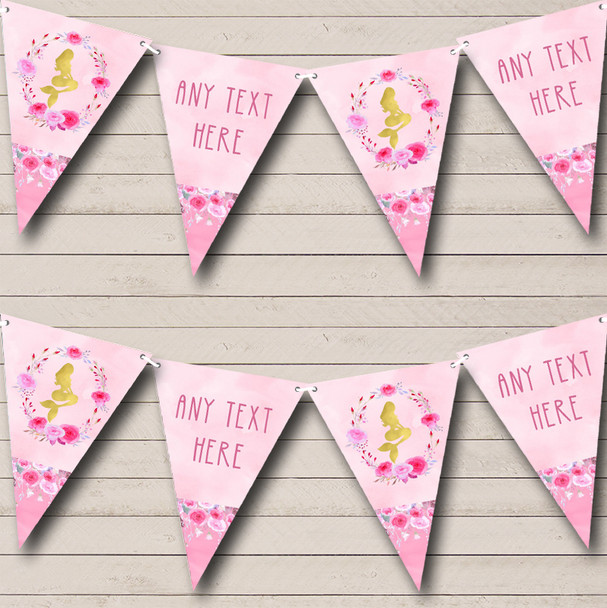 Pink Watercolour Mermaid Personalised Childrens Party Bunting