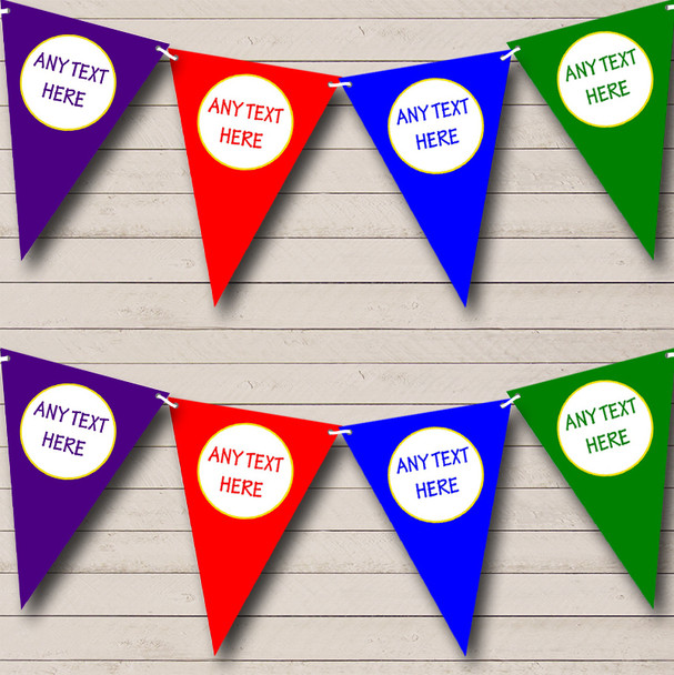 Purple Blue Red Green Personalised Childrens Party Bunting