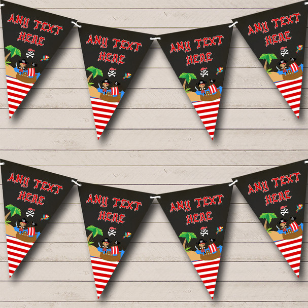 Stripy Red Boys Pirate Personalised Childrens Party Bunting