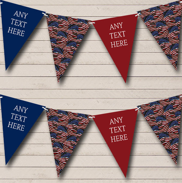 USA American Flag 4th July Vintage Personalised Birthday Party Bunting