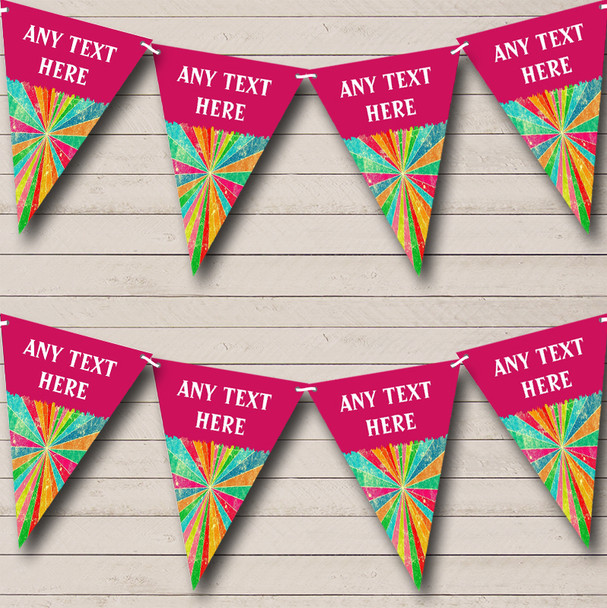 Vintage Rainbow Pink Personalised Childrens Party Bunting