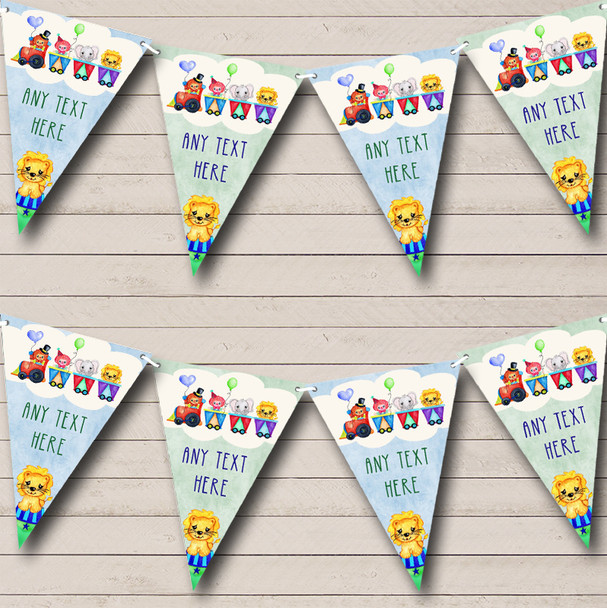 Watercolour Circus Animals Personalised Baby Shower Bunting