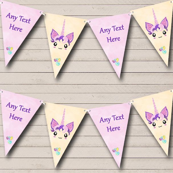 Yellow Pink Unicorn Personalised Childrens Party Bunting