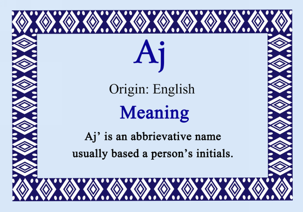 Aj Personalised Name Meaning Certificate