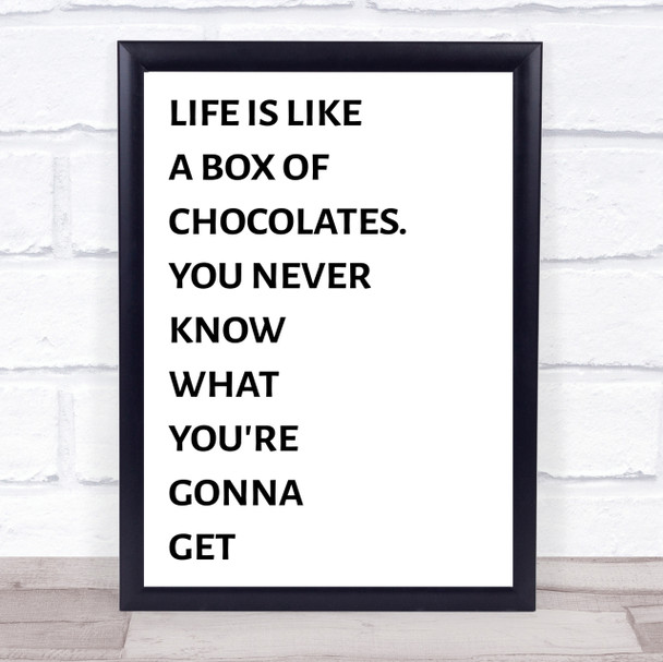 Life Is Like A Box Of Chocolates Forest Gump Quote Wall Art Print