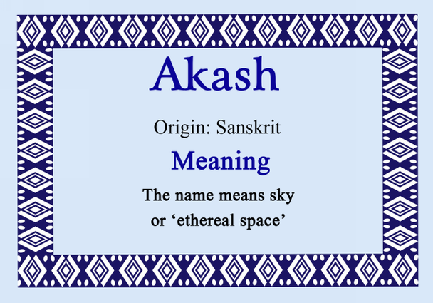Akash Personalised Name Meaning Certificate