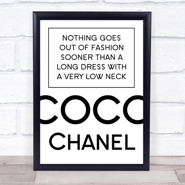 Coco Chanel Long Dress Low Neck Quote Wall Art Print