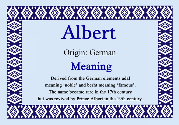 Albert Personalised Name Meaning Certificate