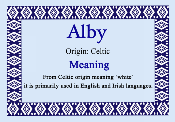 Alby Personalised Name Meaning Certificate