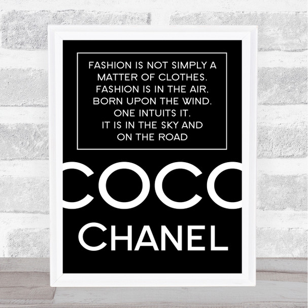 Black Coco Chanel Fashion Not Clothes Quote Wall Art Print