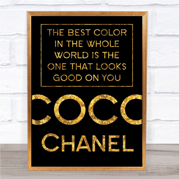 Black & Gold Coco Chanel Best Colour Quote Wall Art Print