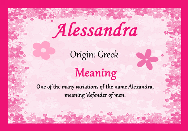 Alessandra Personalised Name Meaning Certificate