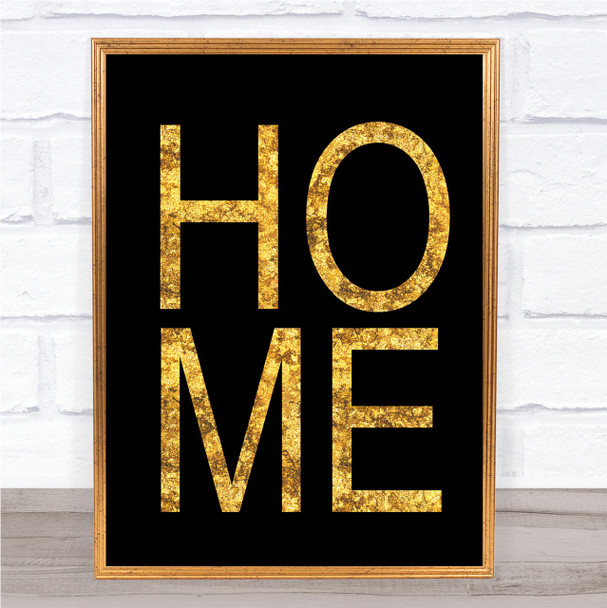Black & Gold Home Quote Wall Art Print