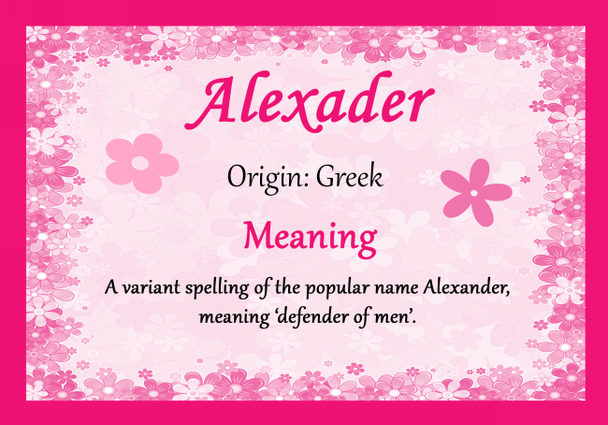 Alexader Personalised Name Meaning Certificate