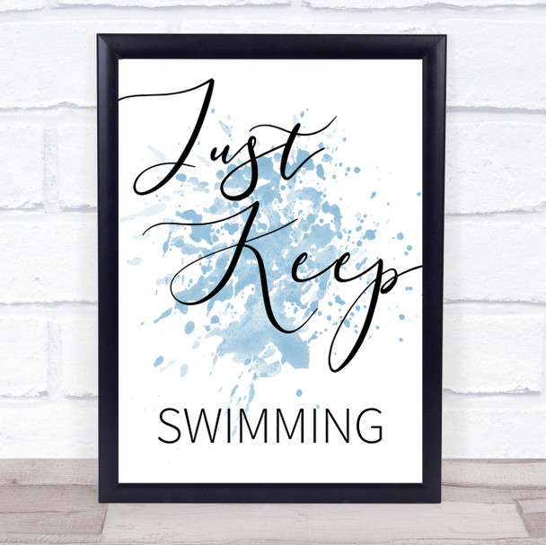 Blue Just Keep Swimming Finding Nemo Quote Wall Art Print