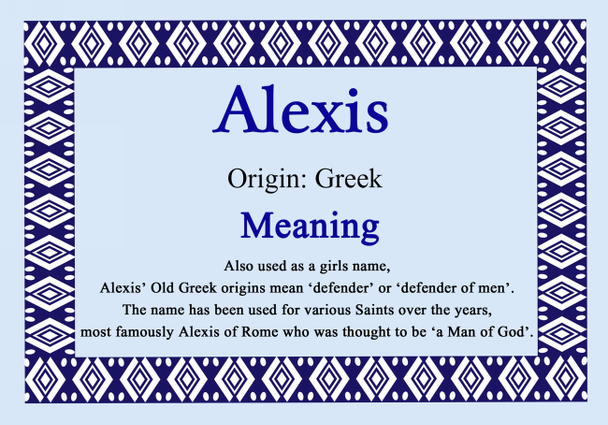Alexis Personalised Name Meaning Certificate