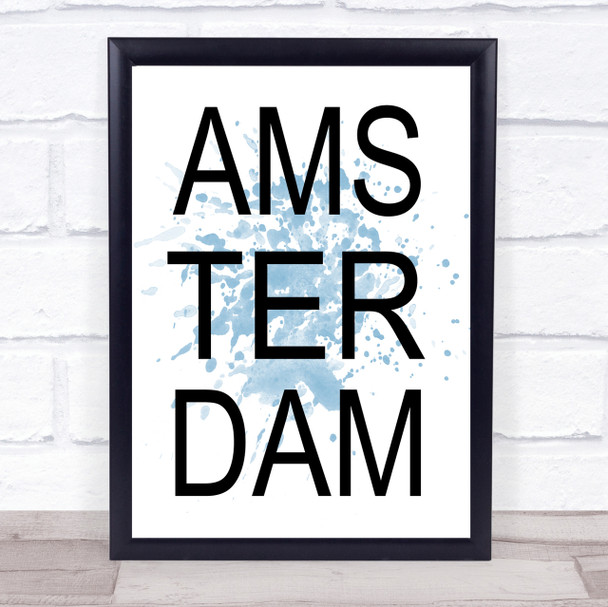 Blue Amsterdam Quote Wall Art Print