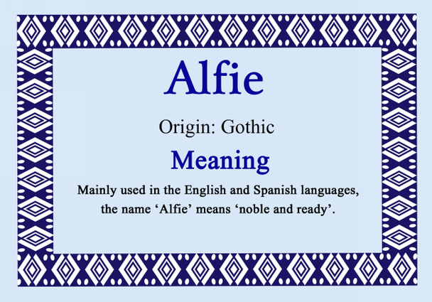 Alfie Personalised Name Meaning Certificate