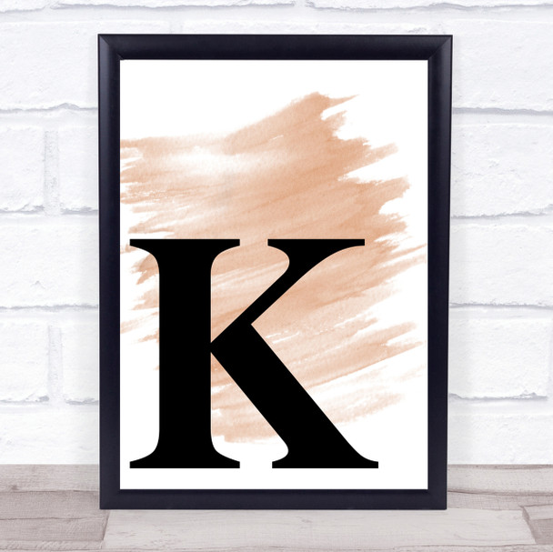 Watercolour Initial Letter K Quote Print