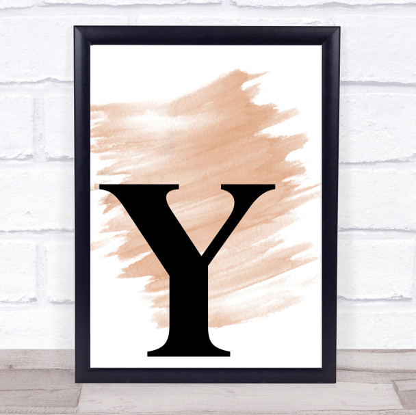 Watercolour Initial Letter Y Quote Print