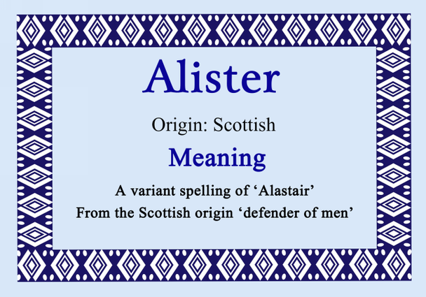 Alister Personalised Name Meaning Certificate