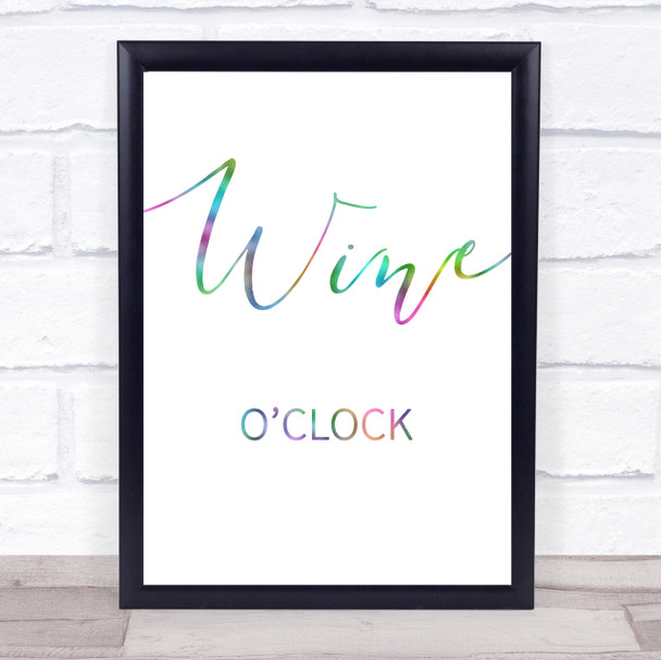 Rainbow Wine O'clock Quote Wall Art Print