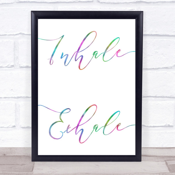 Rainbow Yoga Inhale Exhale Quote Wall Art Print