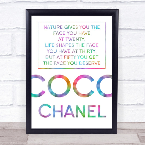 Rainbow Coco Chanel The Face You Deserve Quote Wall Art Print