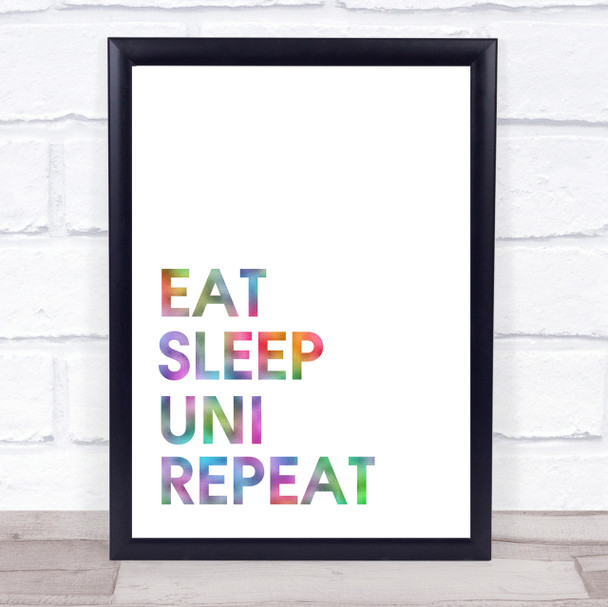 Rainbow Eat Sleep Uni Quote Wall Art Print