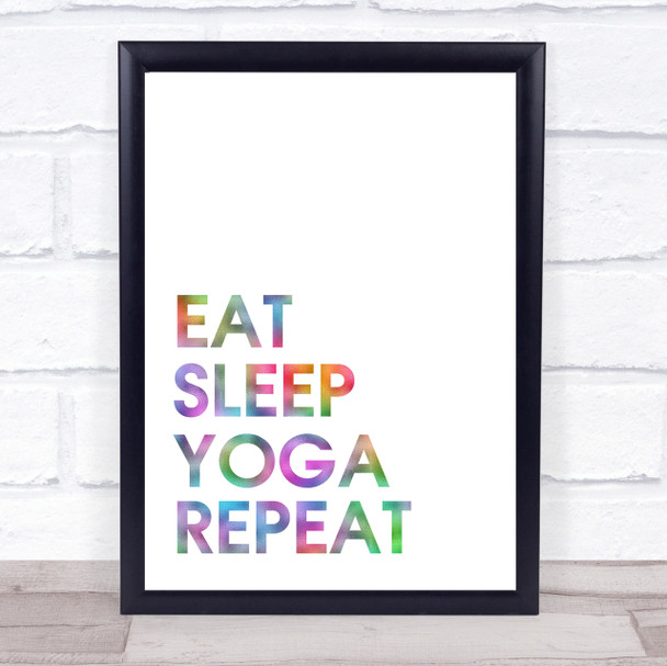 Rainbow Eat Sleep Yoga Quote Wall Art Print