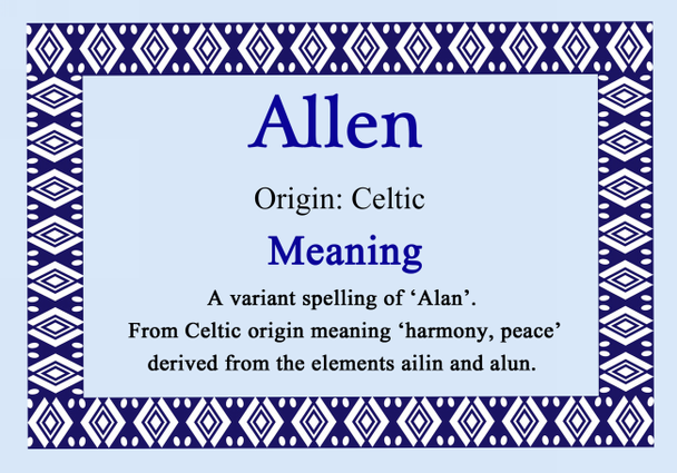 Allen Personalised Name Meaning Certificate