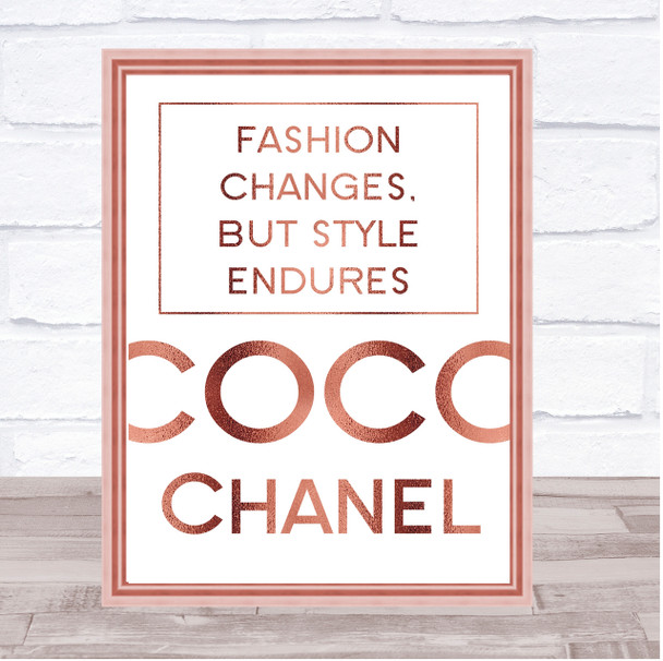 Rose Gold Coco Chanel Fashion Changes Quote Wall Art Print