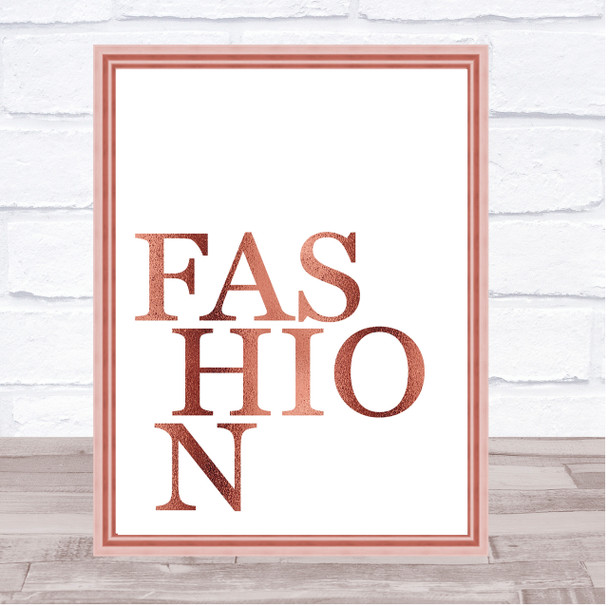 Rose Gold Fashion Serif Quote Wall Art Print