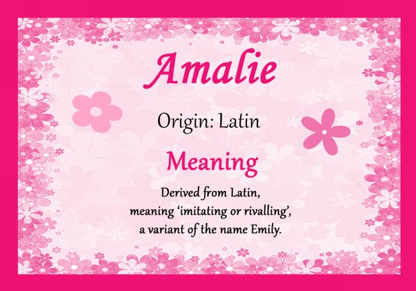 Amalie Personalised Name Meaning Certificate