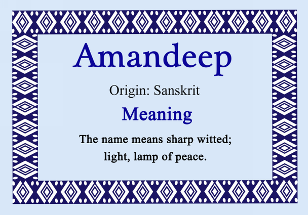 Amandeep Personalised Name Meaning Certificate