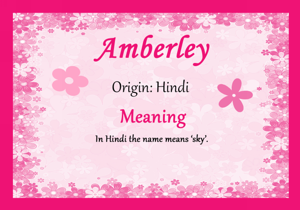 Amberley Personalised Name Meaning Certificate