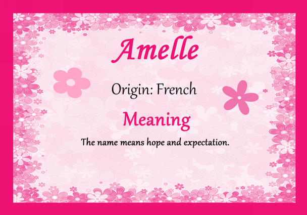 Amelle Personalised Name Meaning Certificate