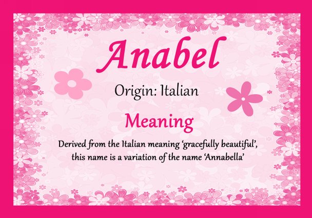 Anabel Personalised Name Meaning Certificate