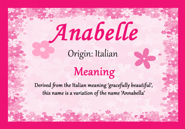 Anabelle Personalised Name Meaning Certificate