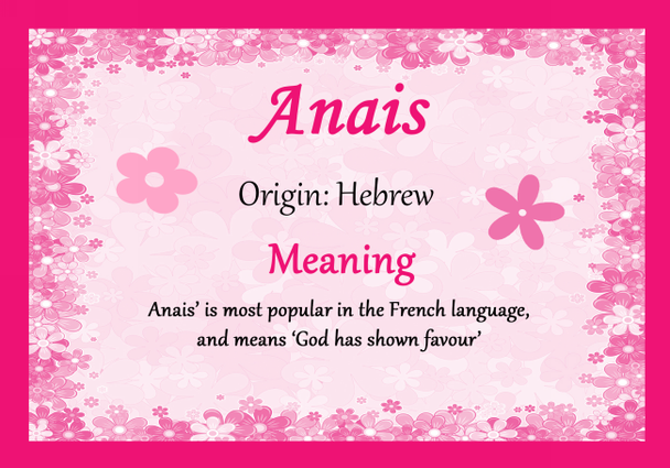 Anais Personalised Name Meaning Certificate