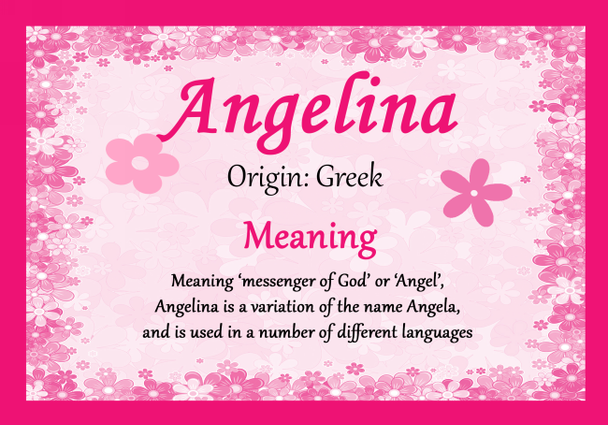 Angelina Personalised Name Meaning Certificate