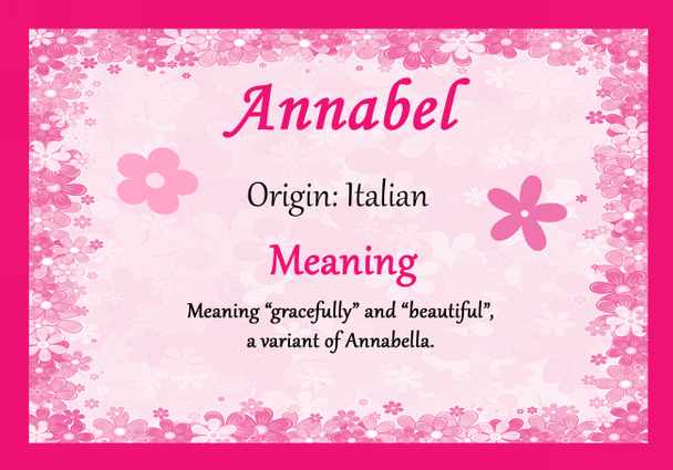 Annabel Personalised Name Meaning Certificate