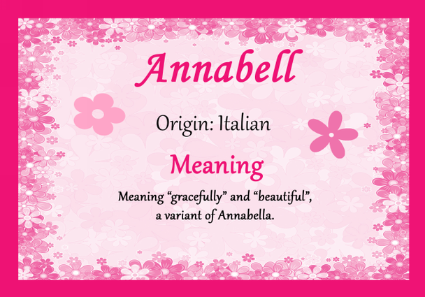 Annabell Personalised Name Meaning Certificate